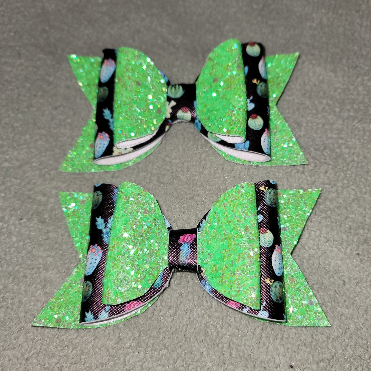 Lime Green & Cactus Print Large Bow