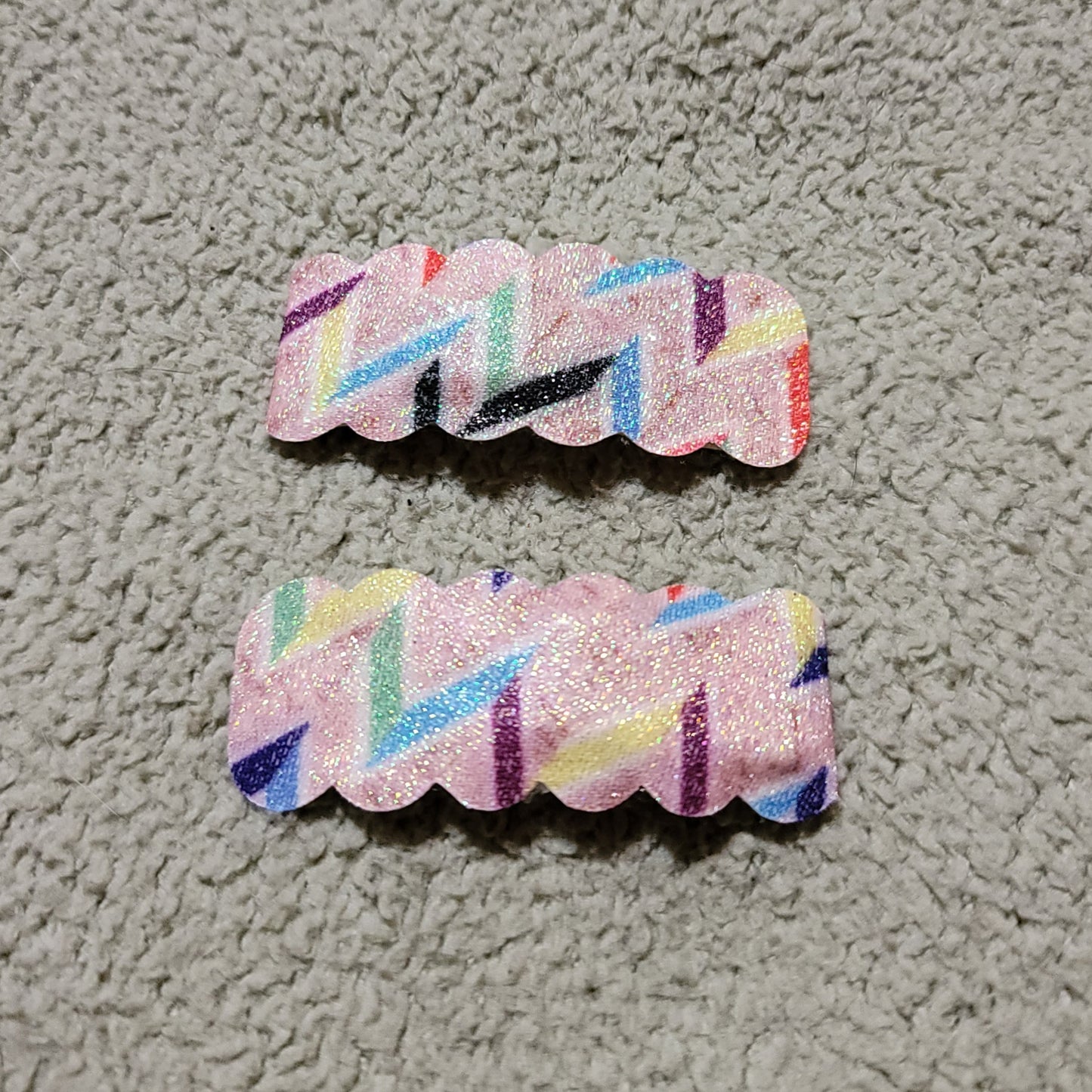 Multicolor Chevron Glitter Snap Clip Set