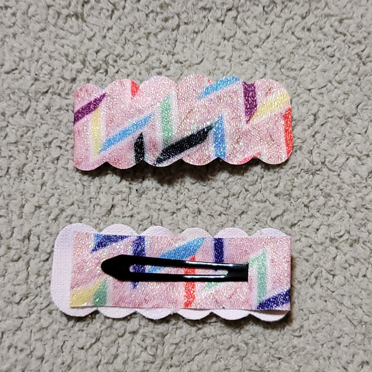 Multicolor Chevron Glitter Snap Clip Set