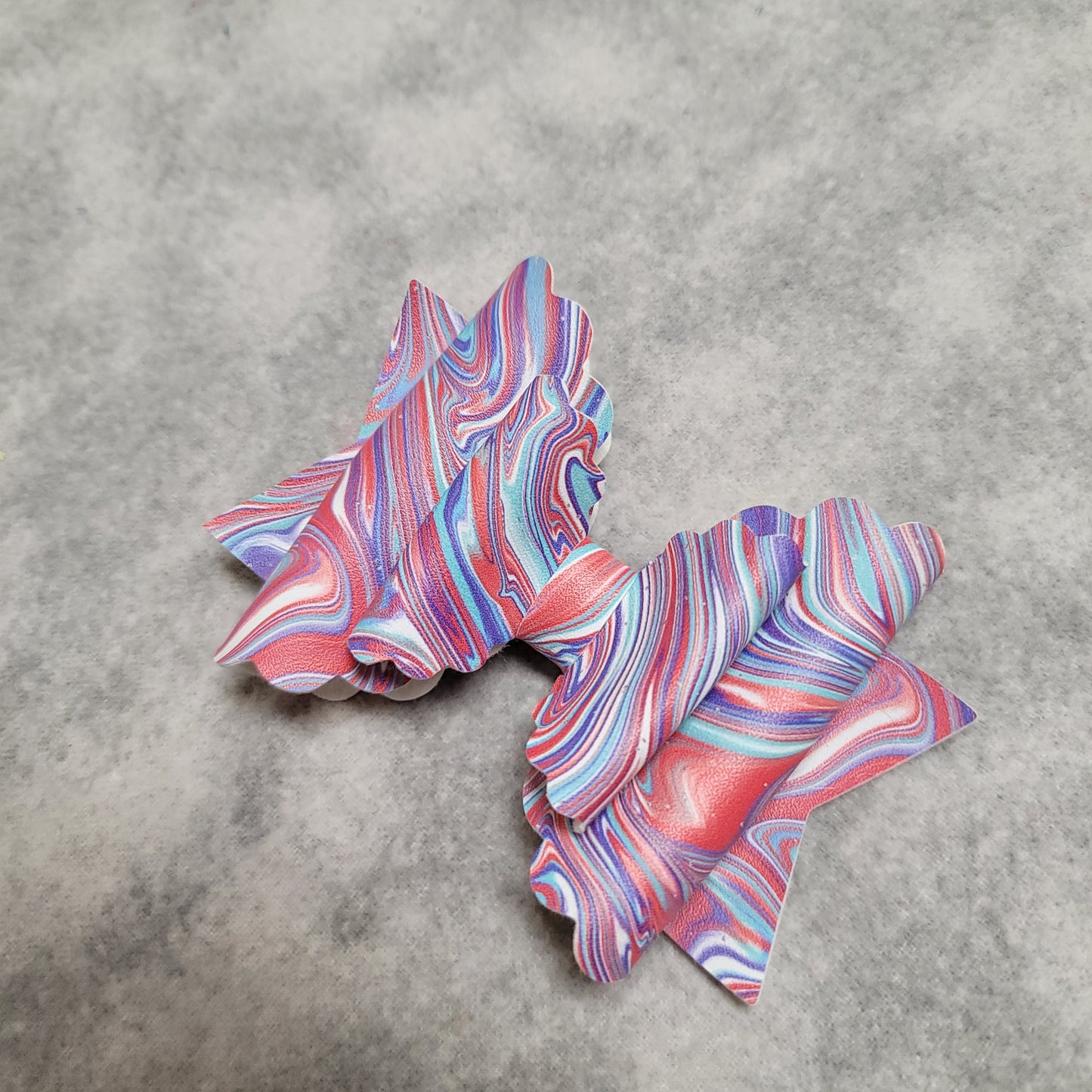 Red, White, & Blue Tie Dye Double Scallop Bow