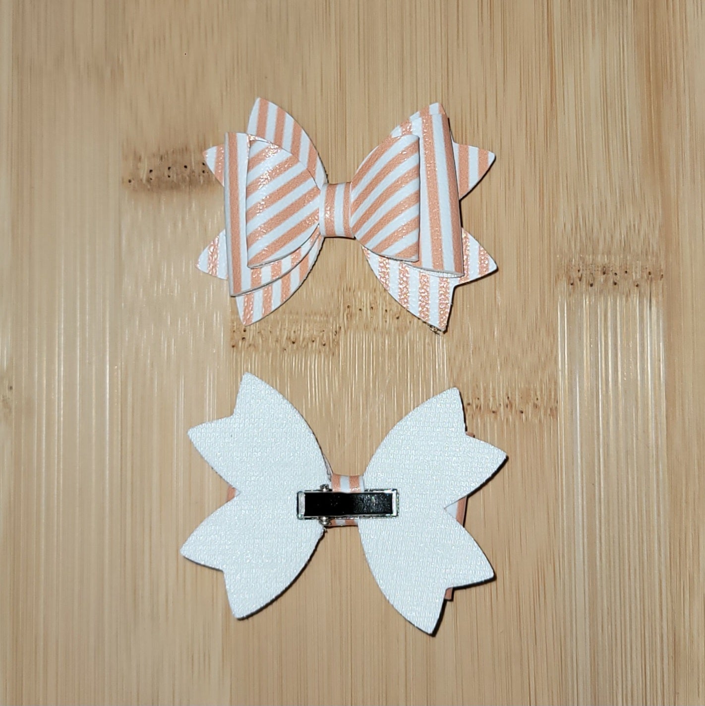 Orange & White Stripe Lou Lou Bow Set