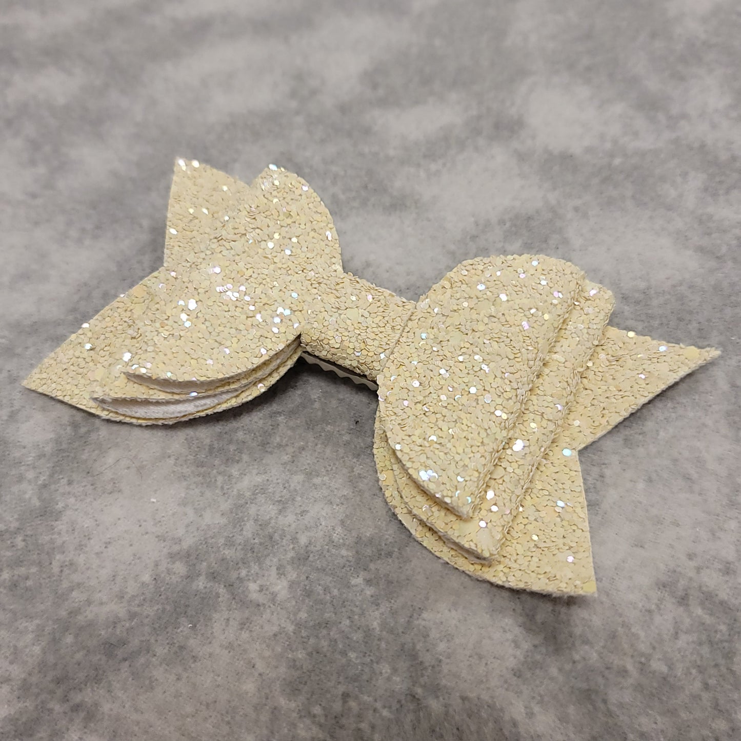 Cream Glitter Large Bow