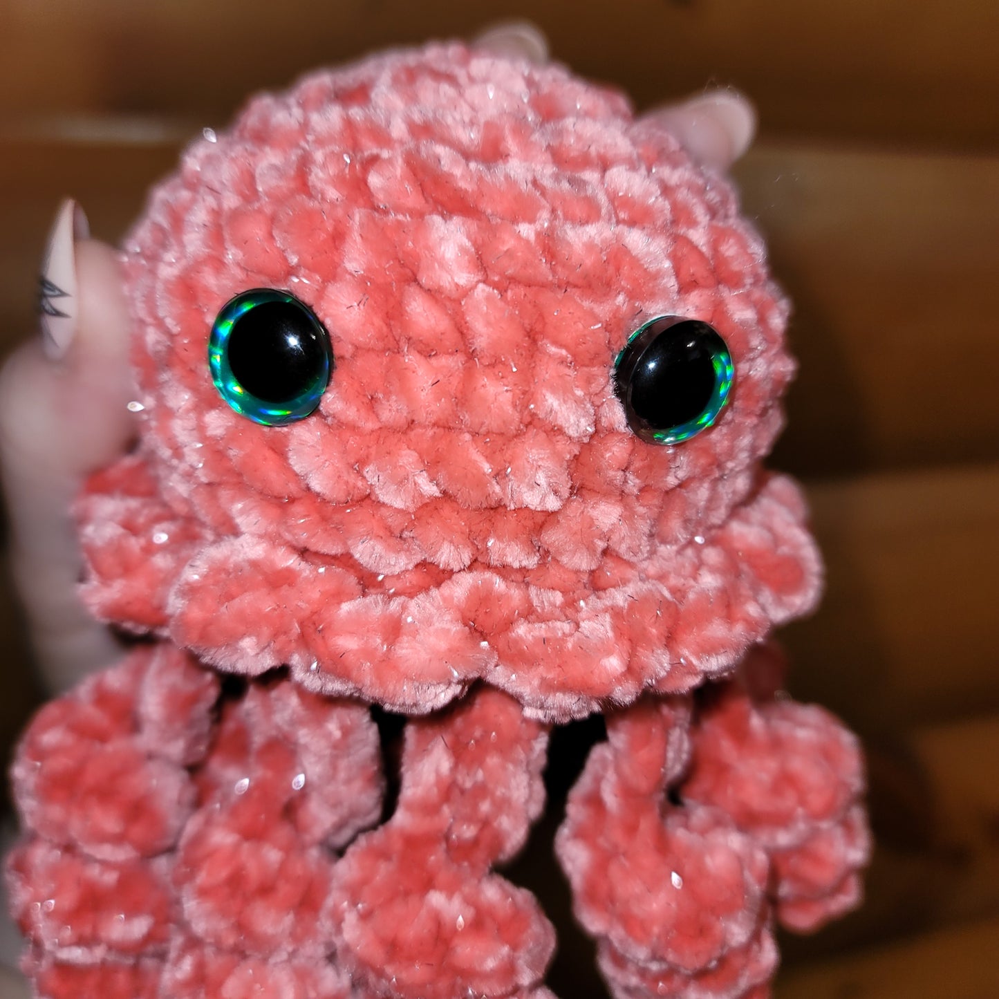 Coral Sparkly Velvet Jellyfish