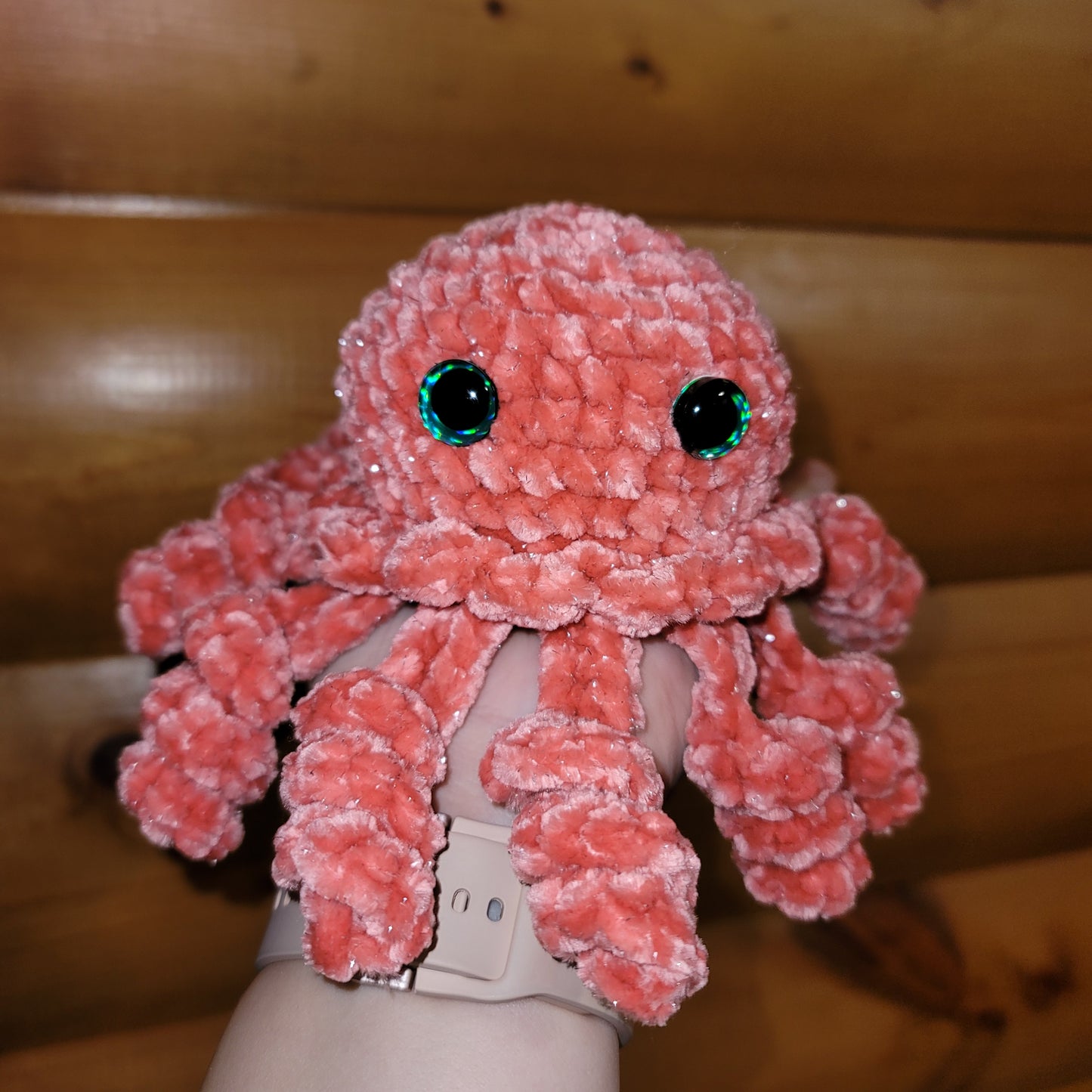 Coral Sparkly Velvet Jellyfish