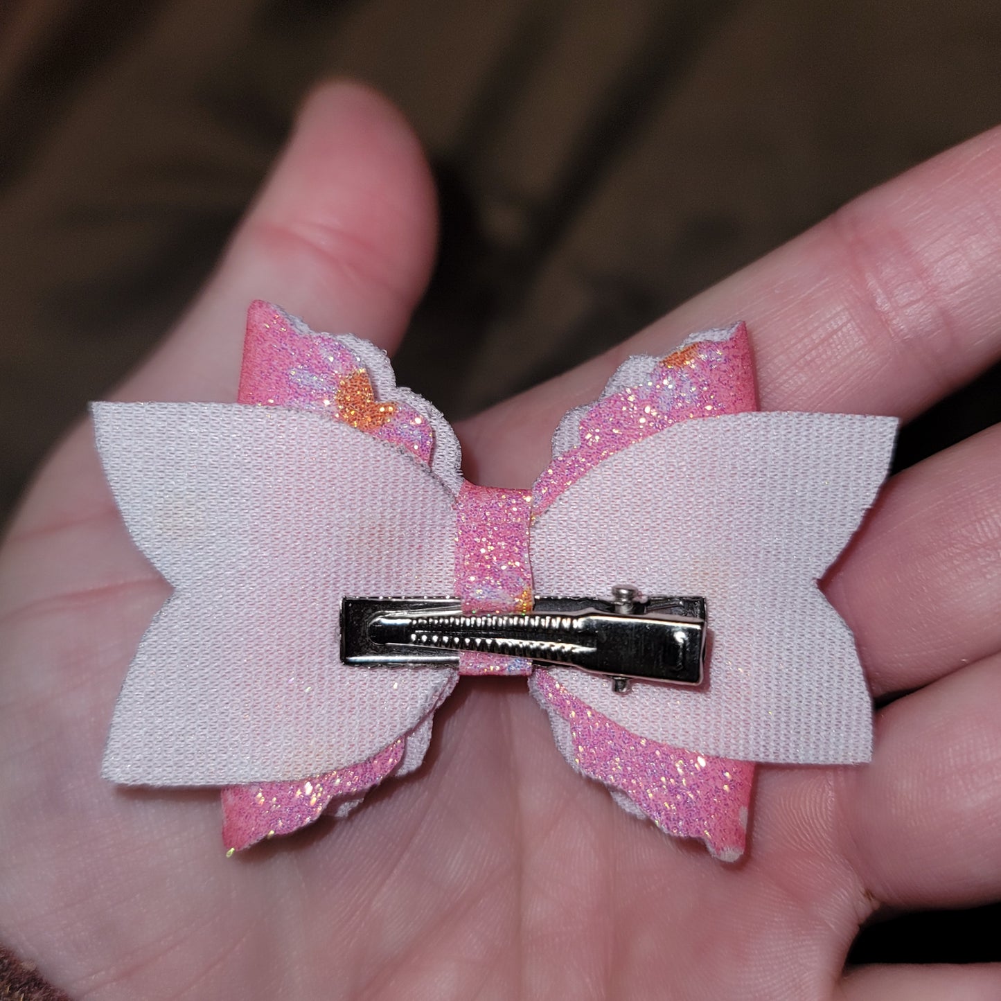 Hot Pink Glitter Daisy Piggy Bow Set