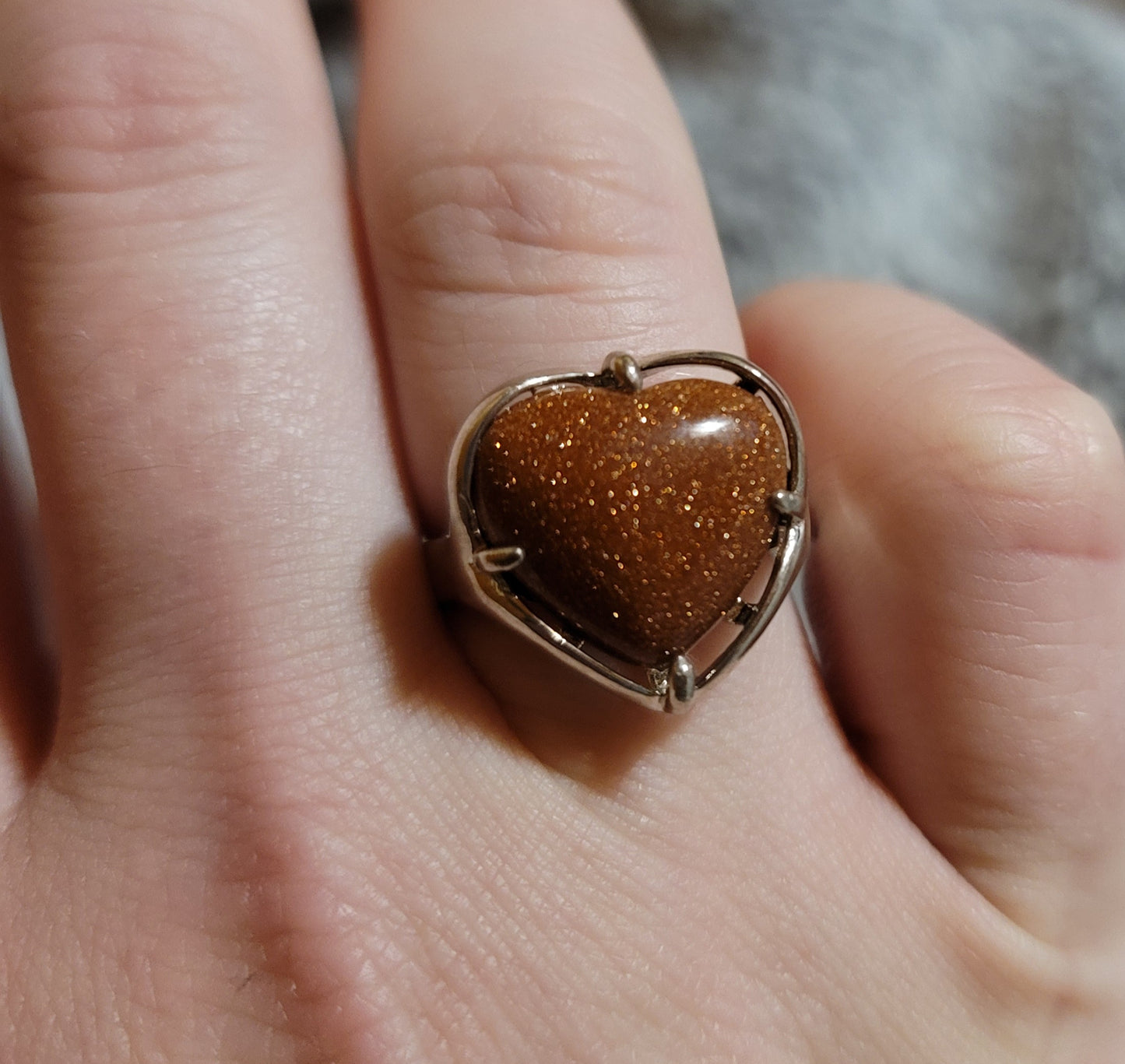 Goldstone Heart Ring