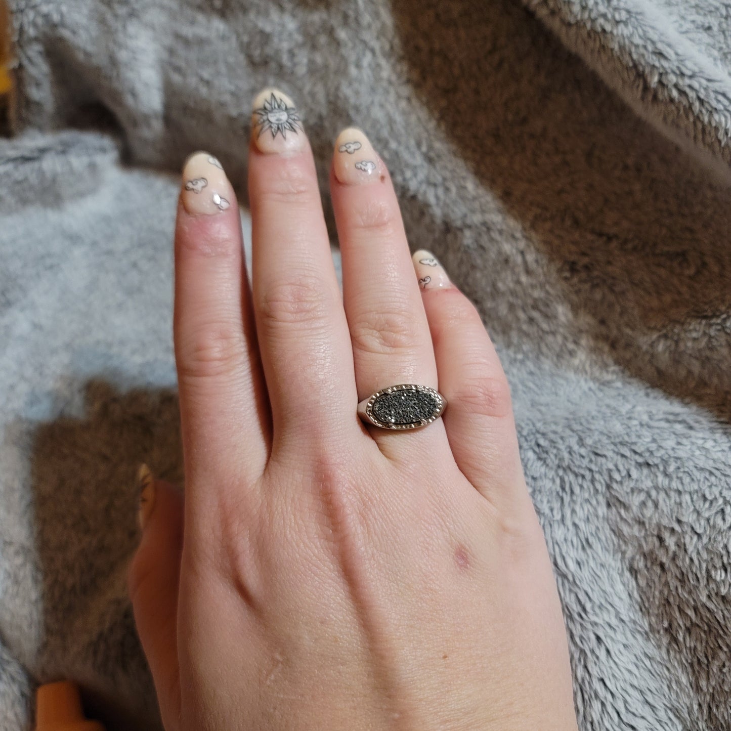 Dark Druzy Paved Ring