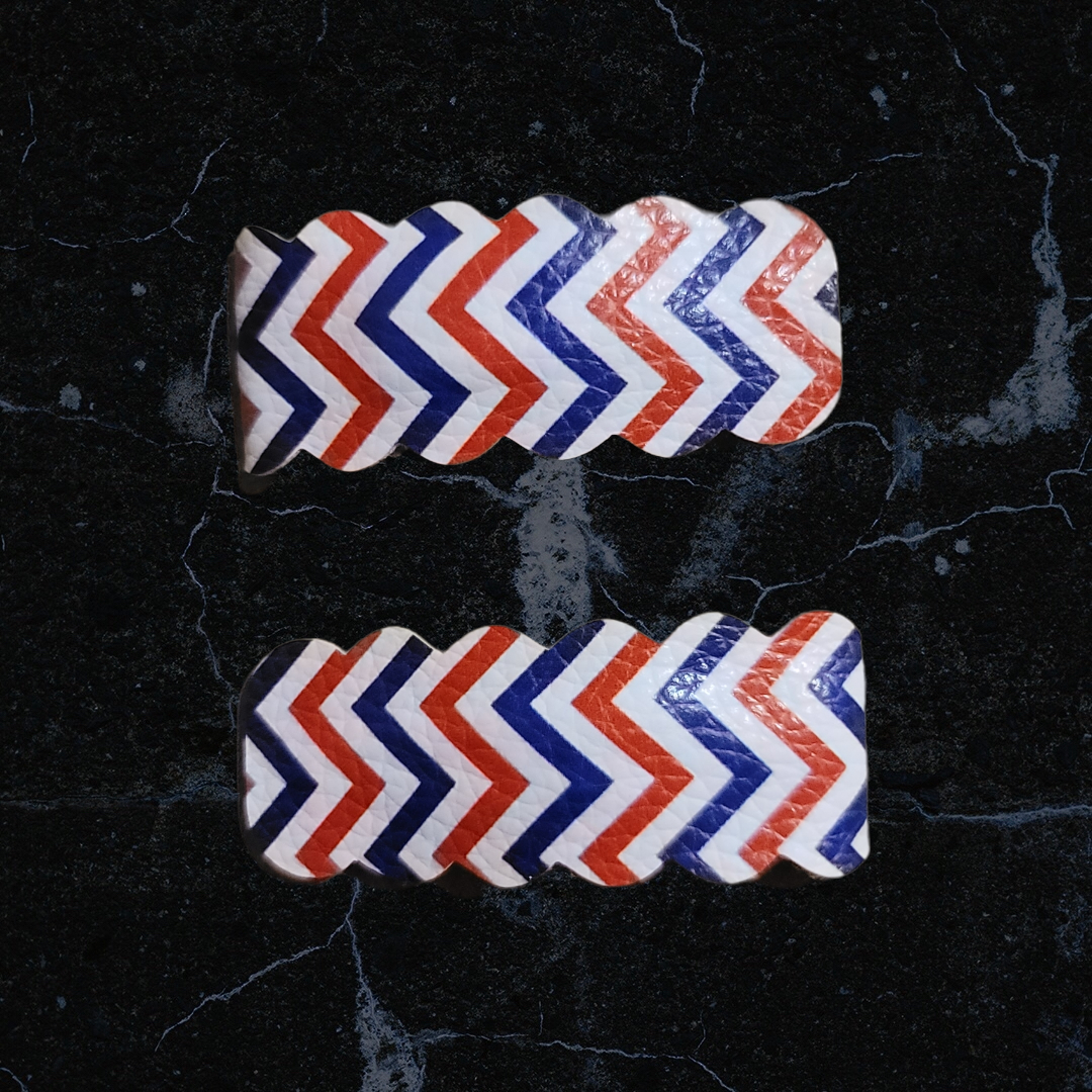 Red & Blue Chevron Snap Bow Set