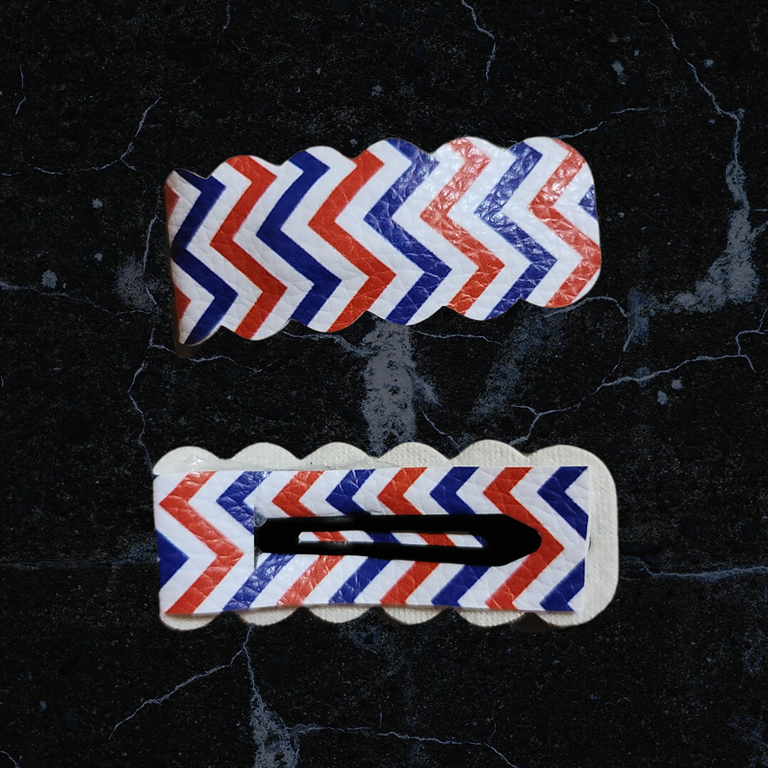 Red & Blue Chevron Snap Bow Set