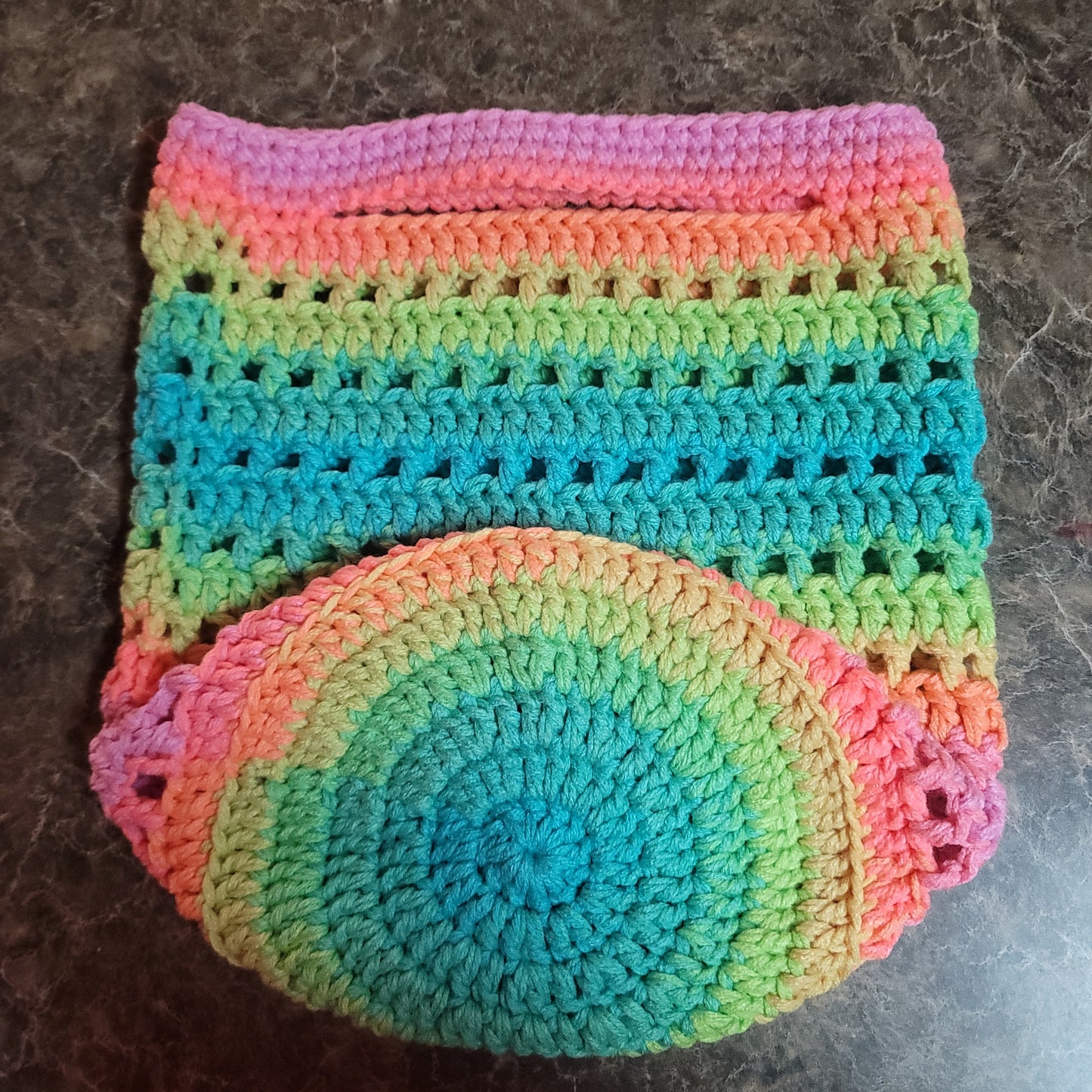 Double the Love Rainbow Crochet Tote Bag