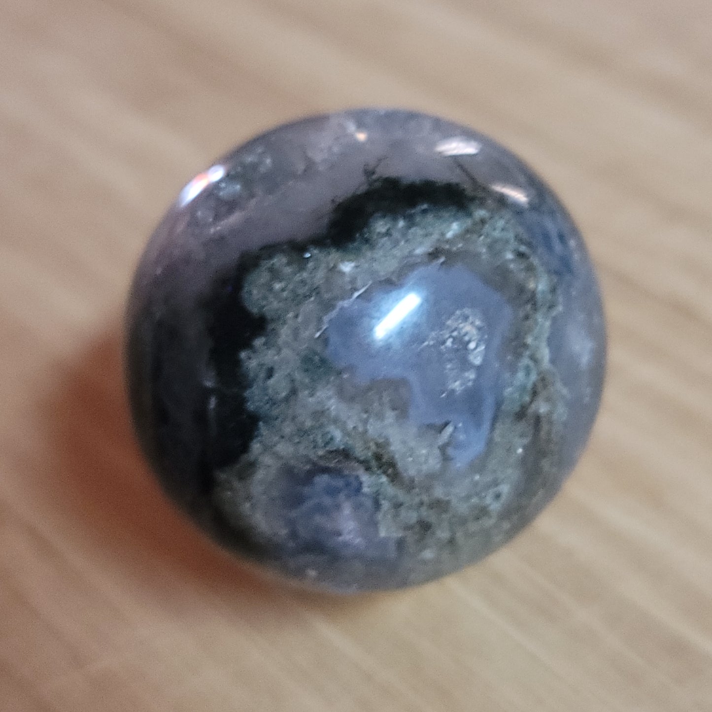 Blue Moss Agate Sphere with Druzy