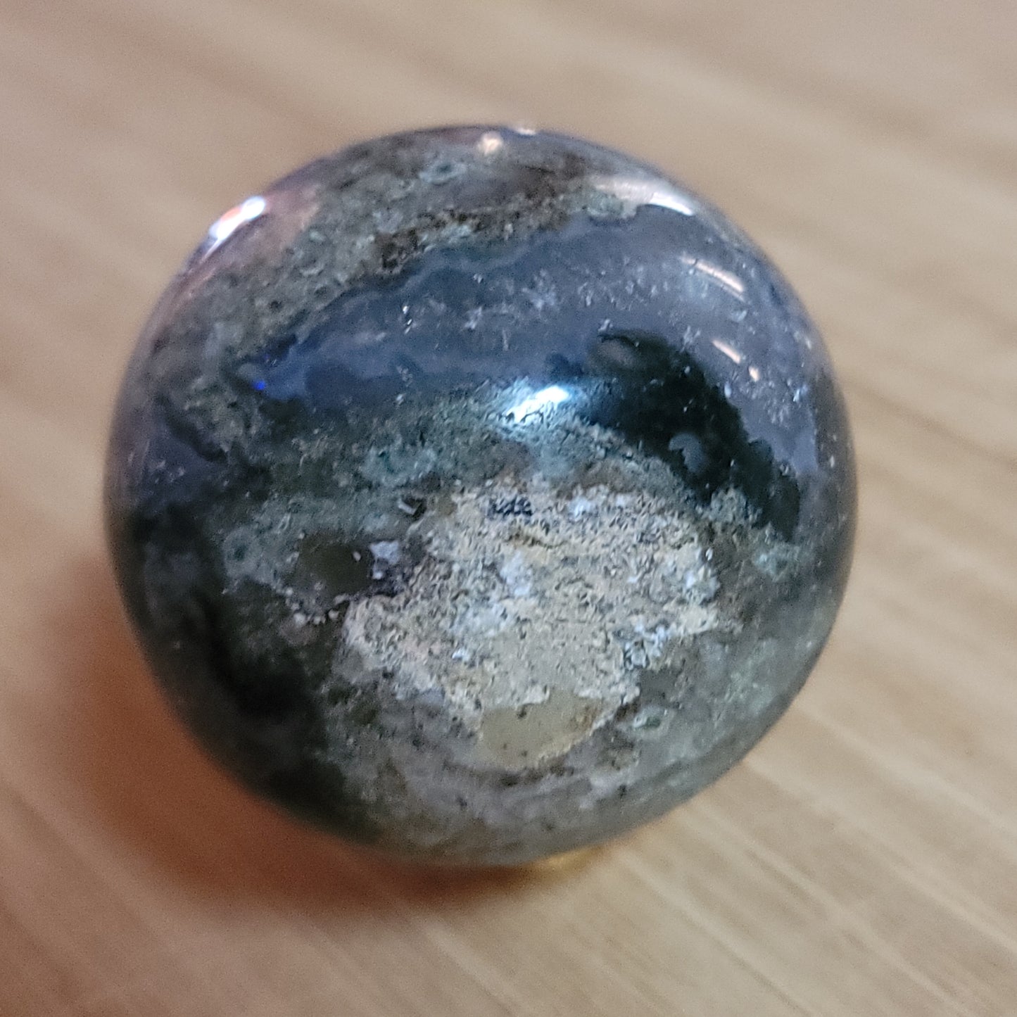 Blue Moss Agate Sphere with Druzy