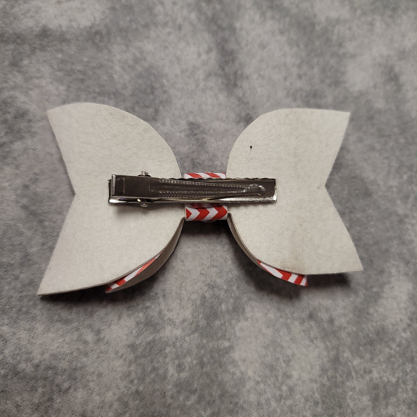 Red & White Chevron Football Bow