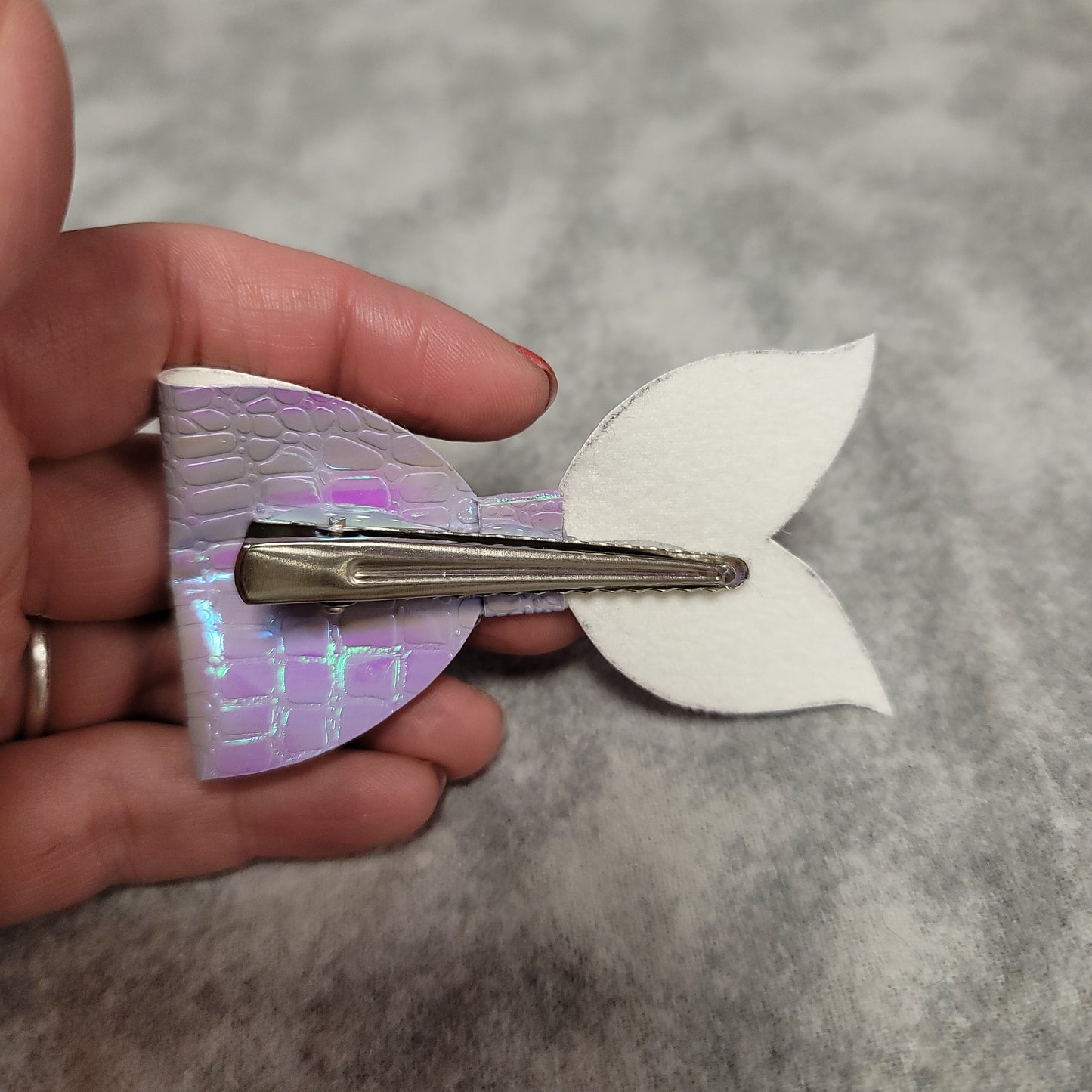 Purple Irridescent Mermaid Tail Bow