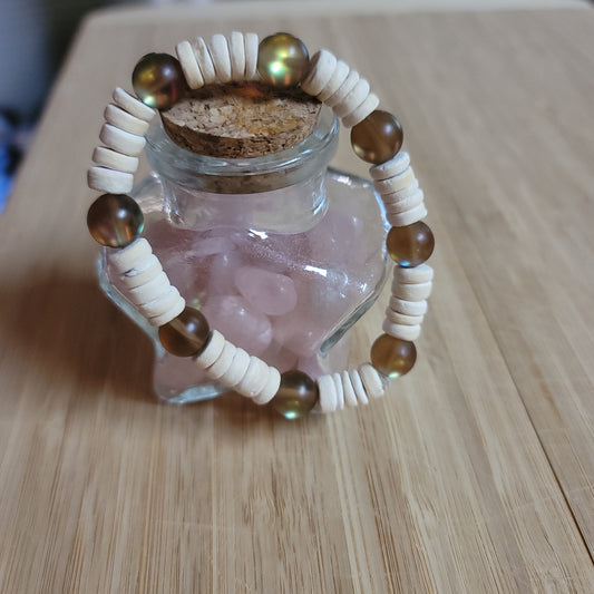 Holographic Glass & Tawainese Wood Beaded Bracelet