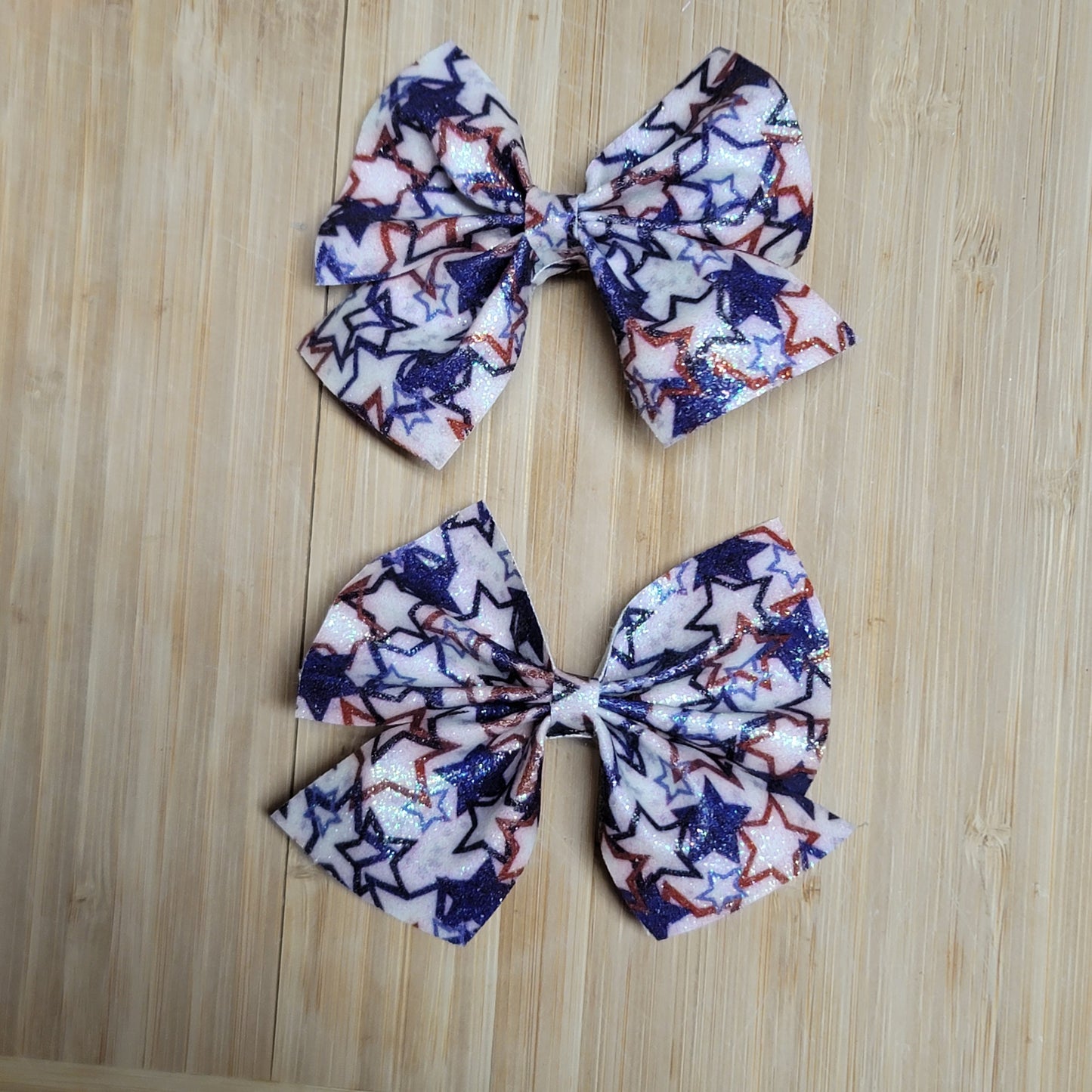 Candance Sparkly Red, White & Blue Star Bows