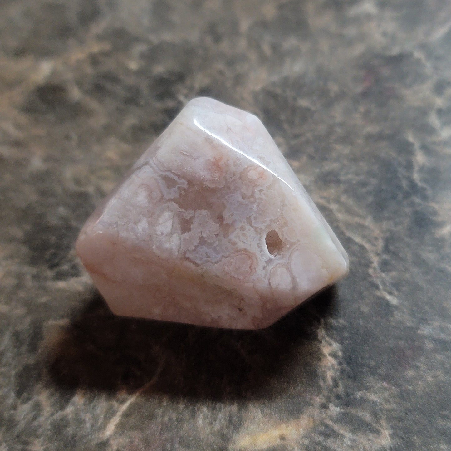 Small Flower Agate Freeform with Pink Amethyst Druzy