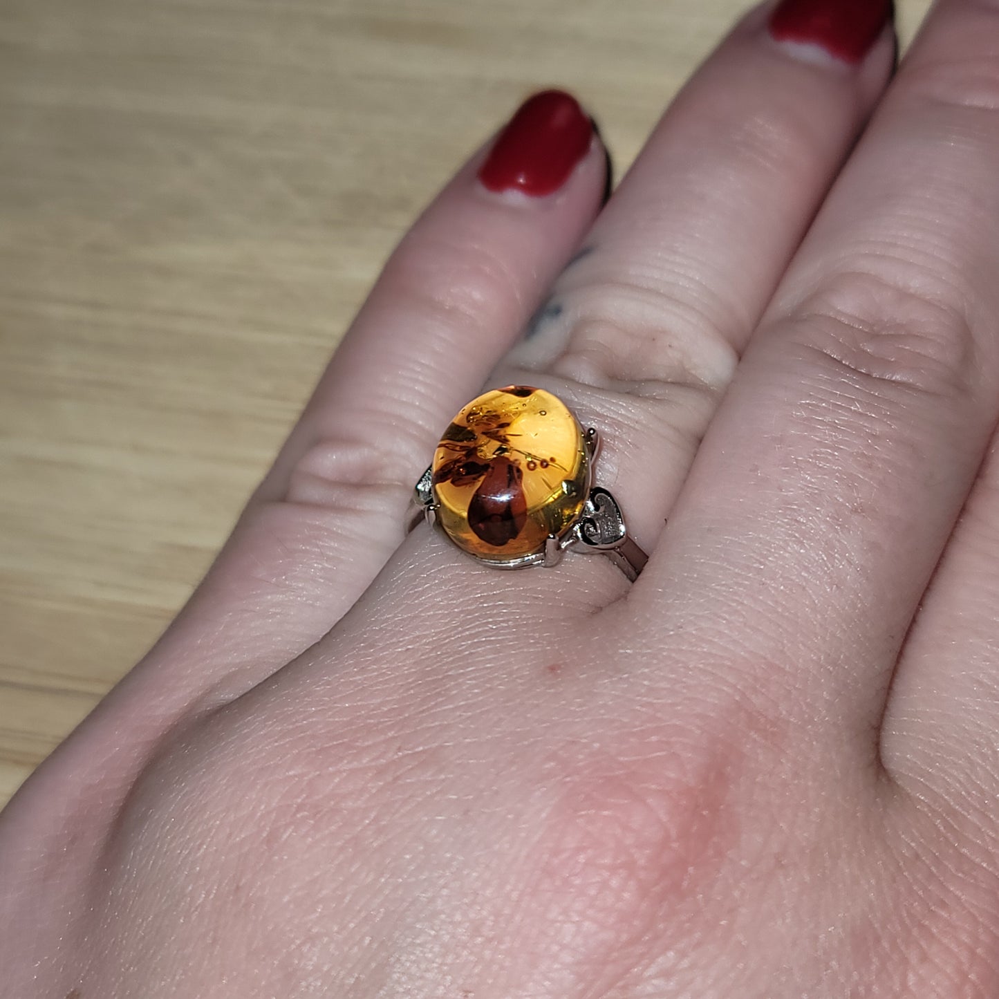 Flower Amber Ring