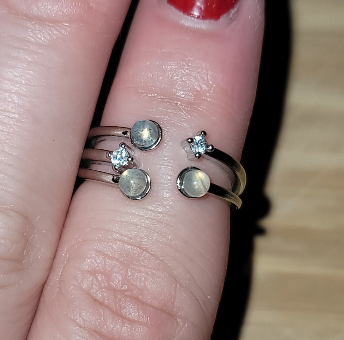 Labradorite & Cubic Zirconia Ring