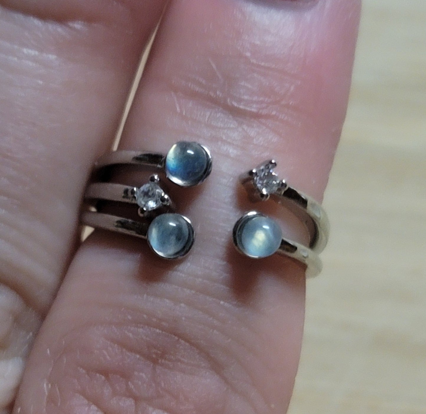 Labradorite & Cubic Zirconia Ring
