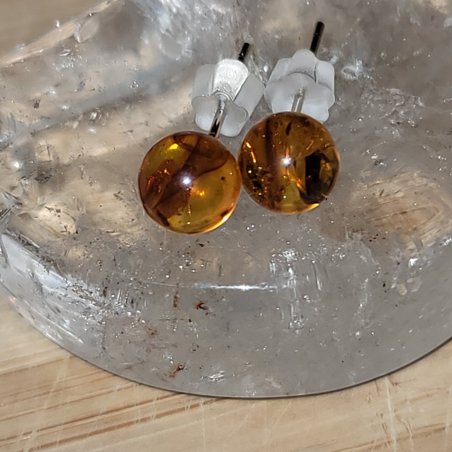 Flower Amber Earrings