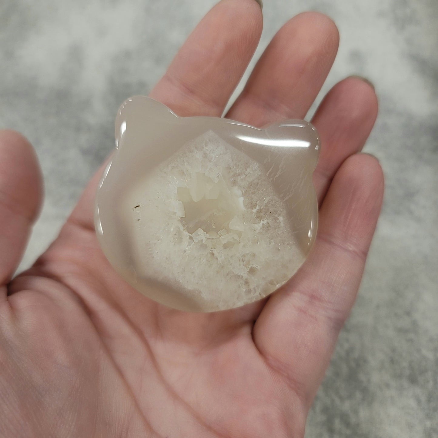 Agate with Quartz Cat Bowl
