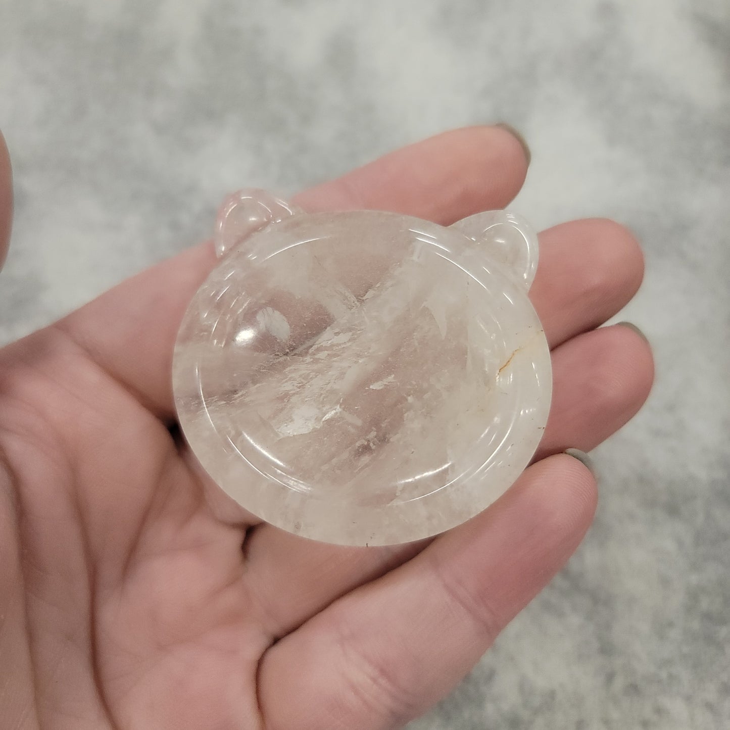 Clear Quartz Cat Head Bowl