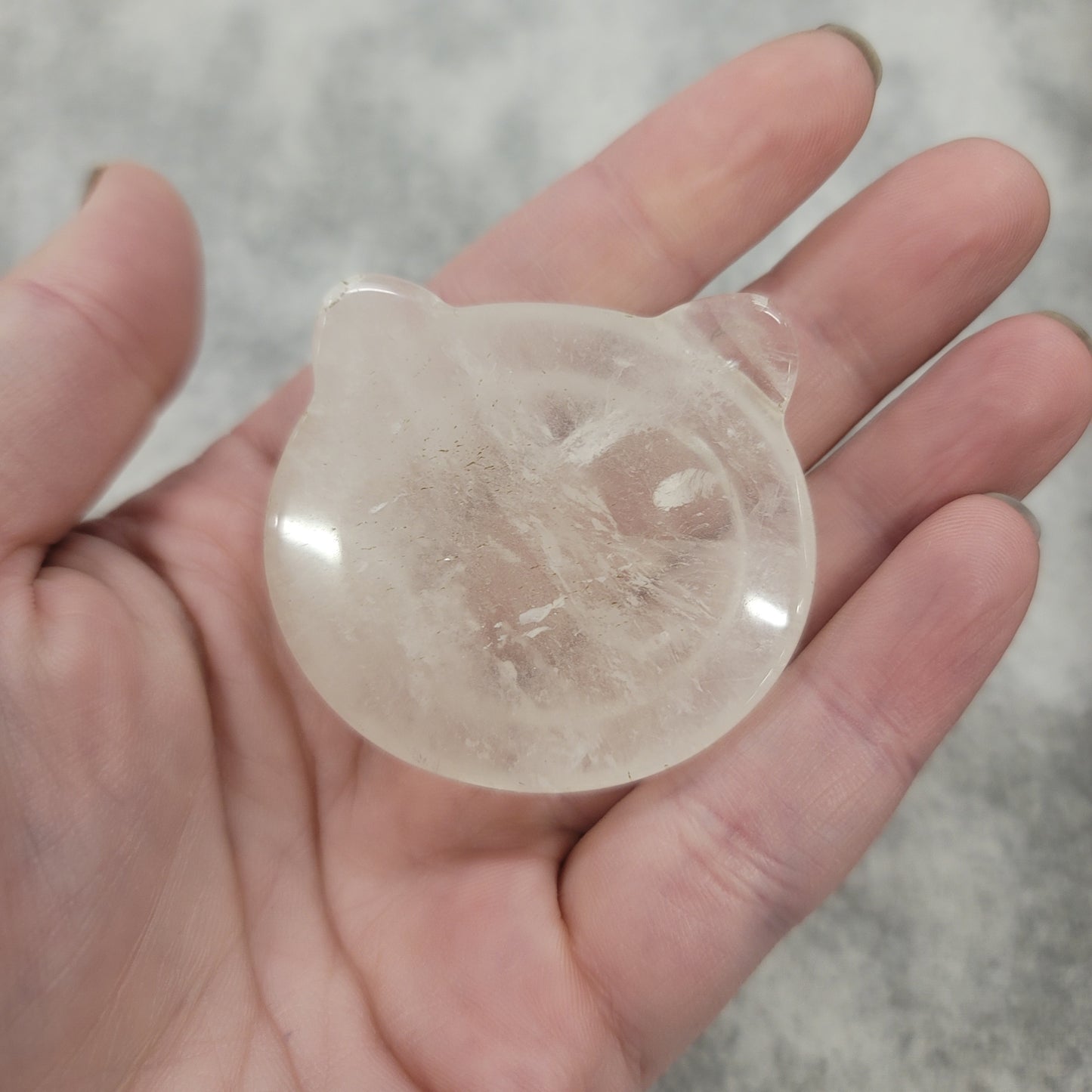 Clear Quartz Cat Head Bowl