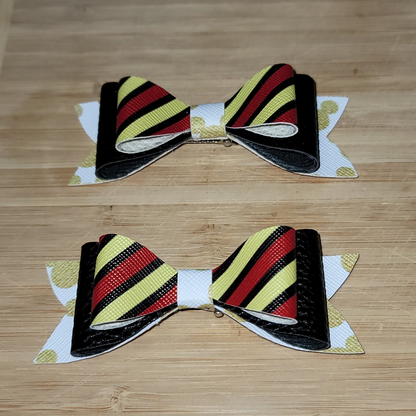 Stripes, Black & Gold Mickey Mouse Small Bow Set