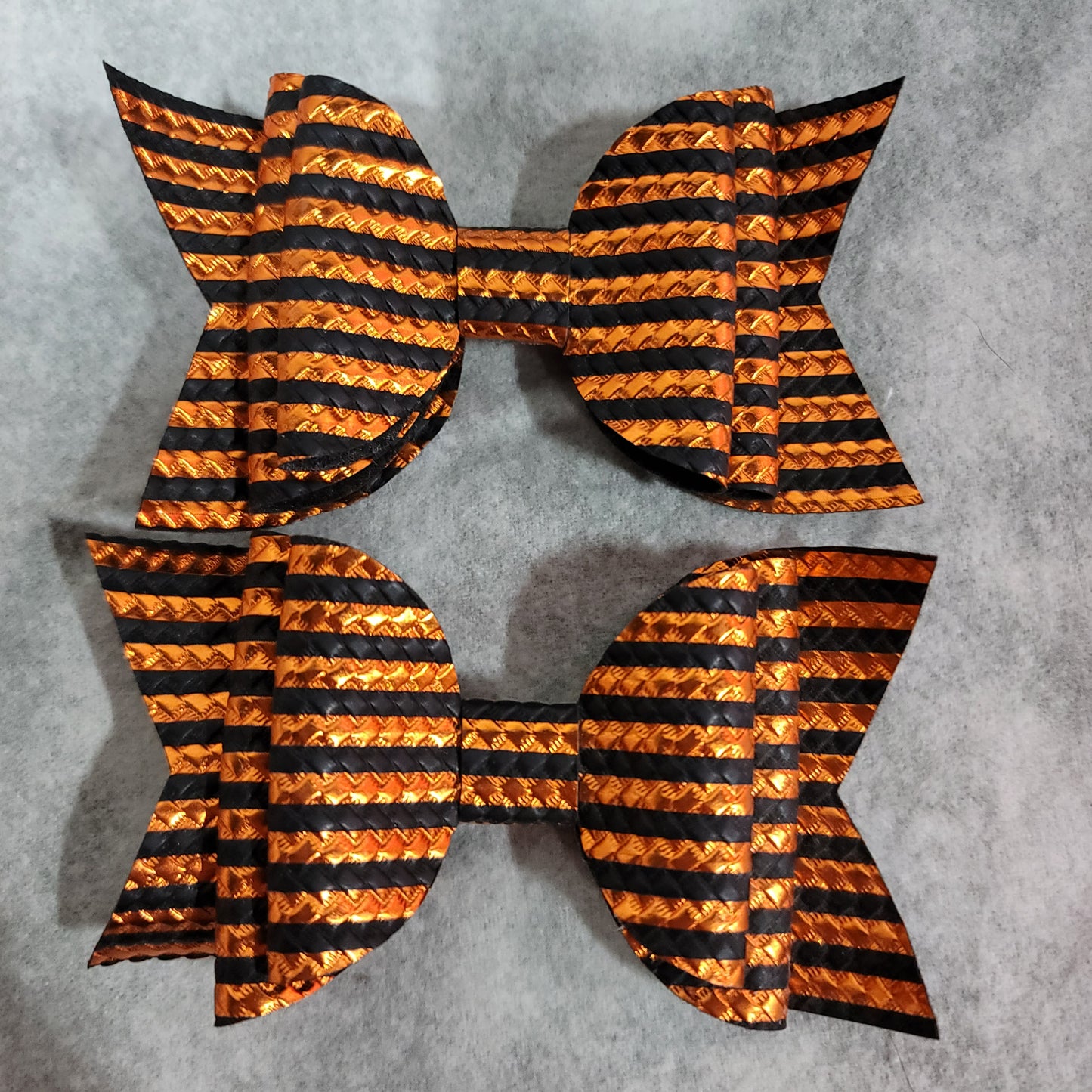 Orange & Black Metallic Stripe Bow