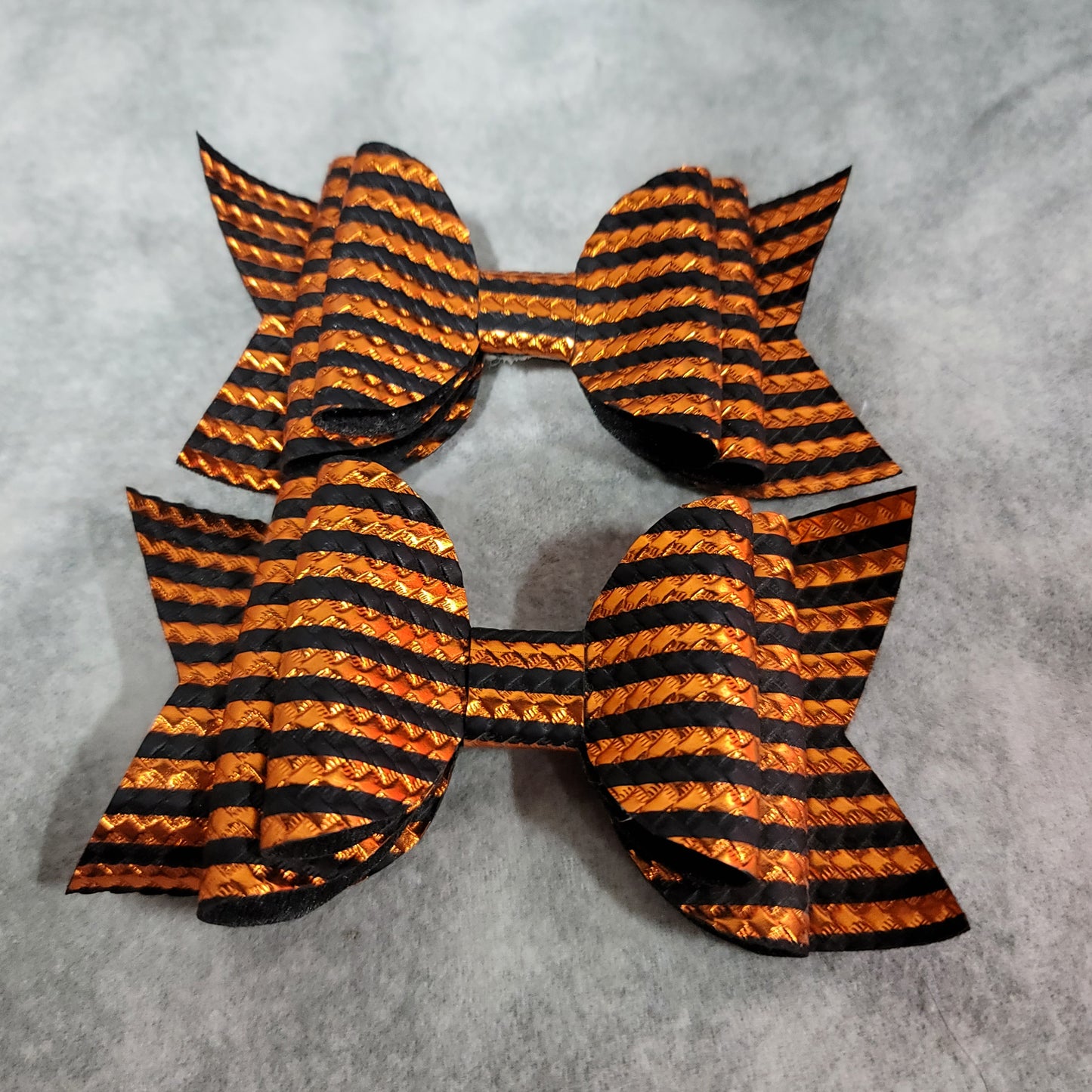 Orange & Black Metallic Stripe Bow