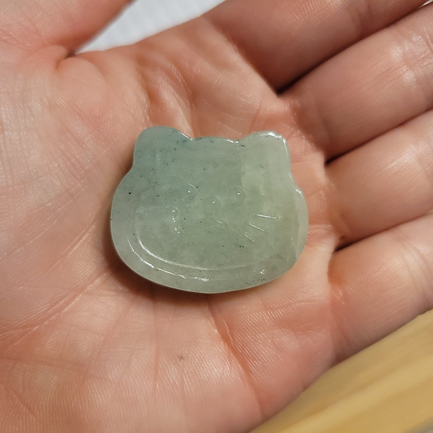 Adventurine Cat Head Carving
