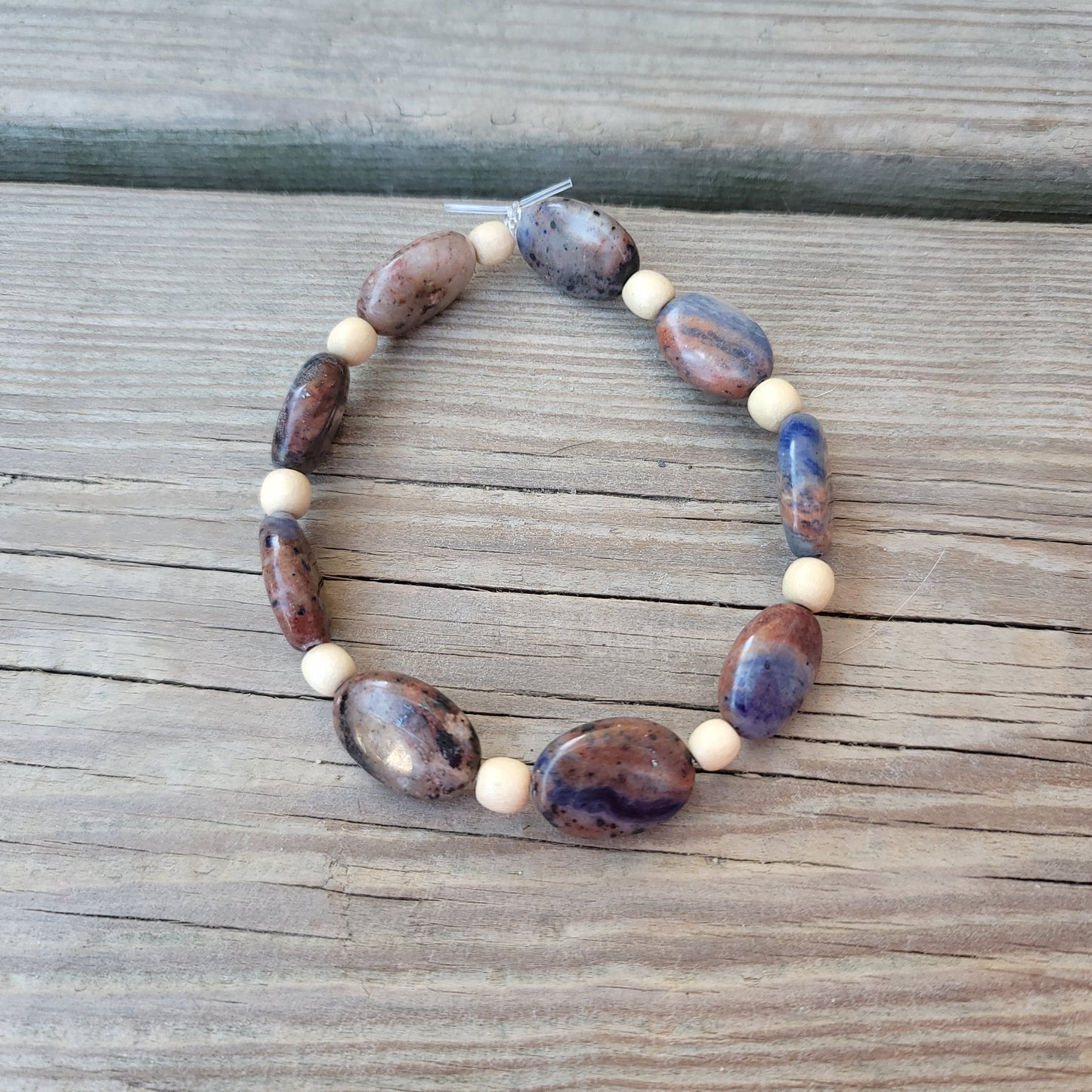Brazilian Sodalite & Wood Bead Bracelet
