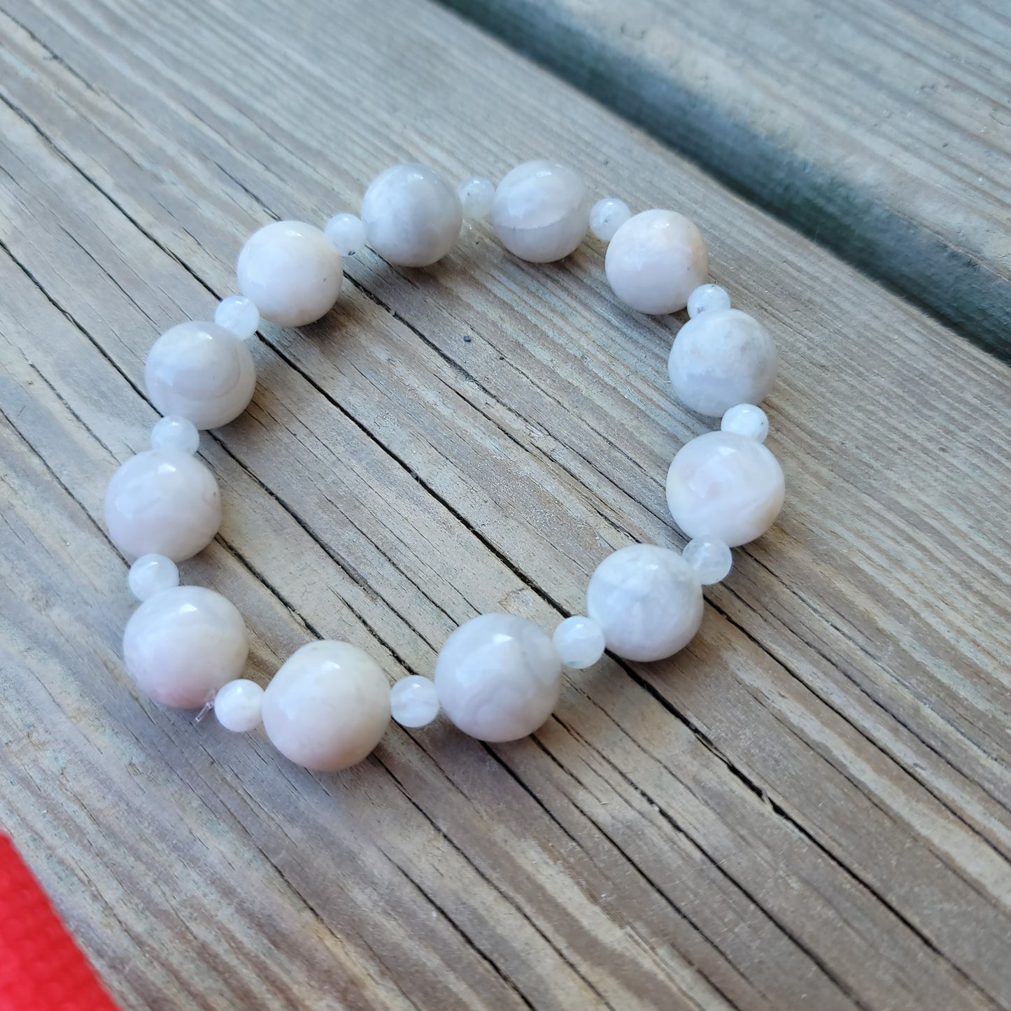 Mexican White Crazy Lace Agate & Moonstone Bracelet