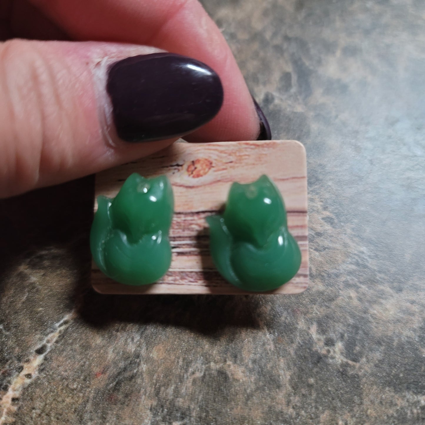 Green Adventurine Fox Earrings