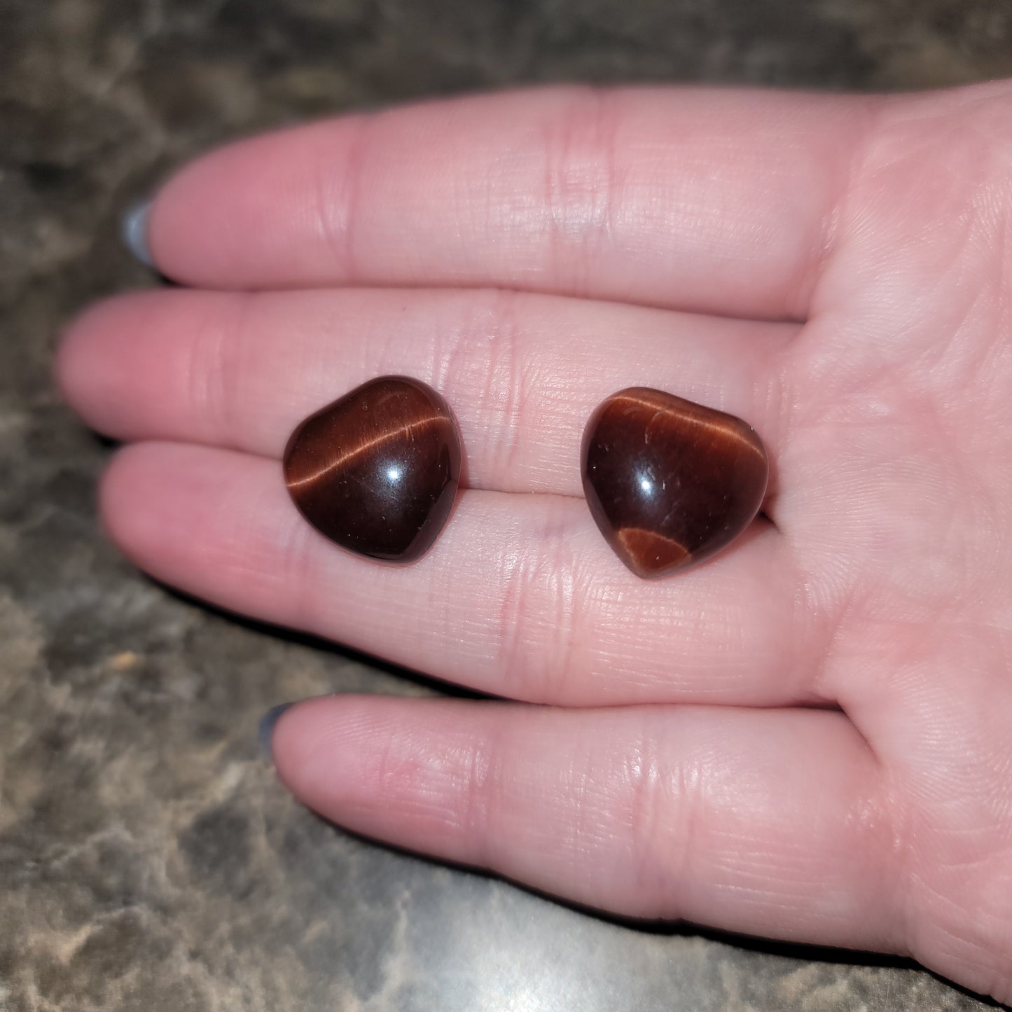Red Tiger's Eye Heart Earrings