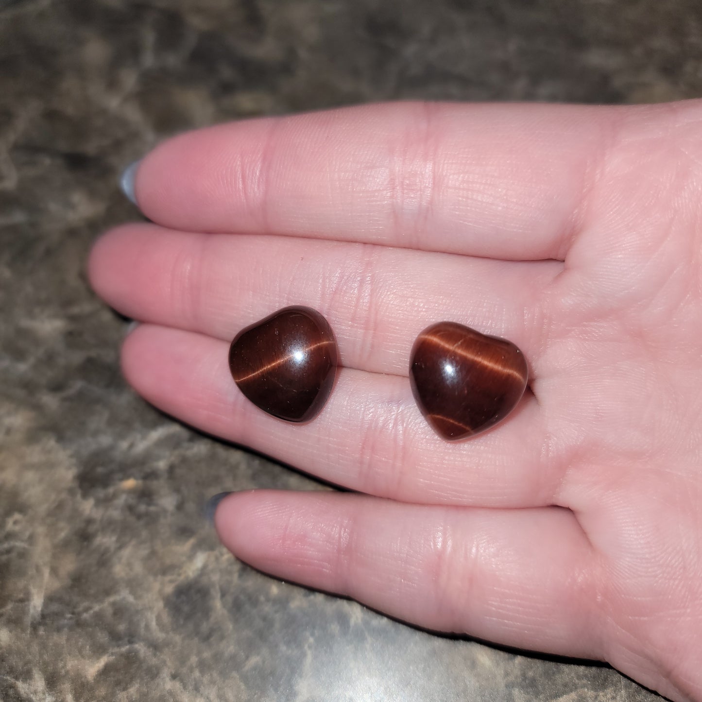 Red Tiger's Eye Heart Earrings
