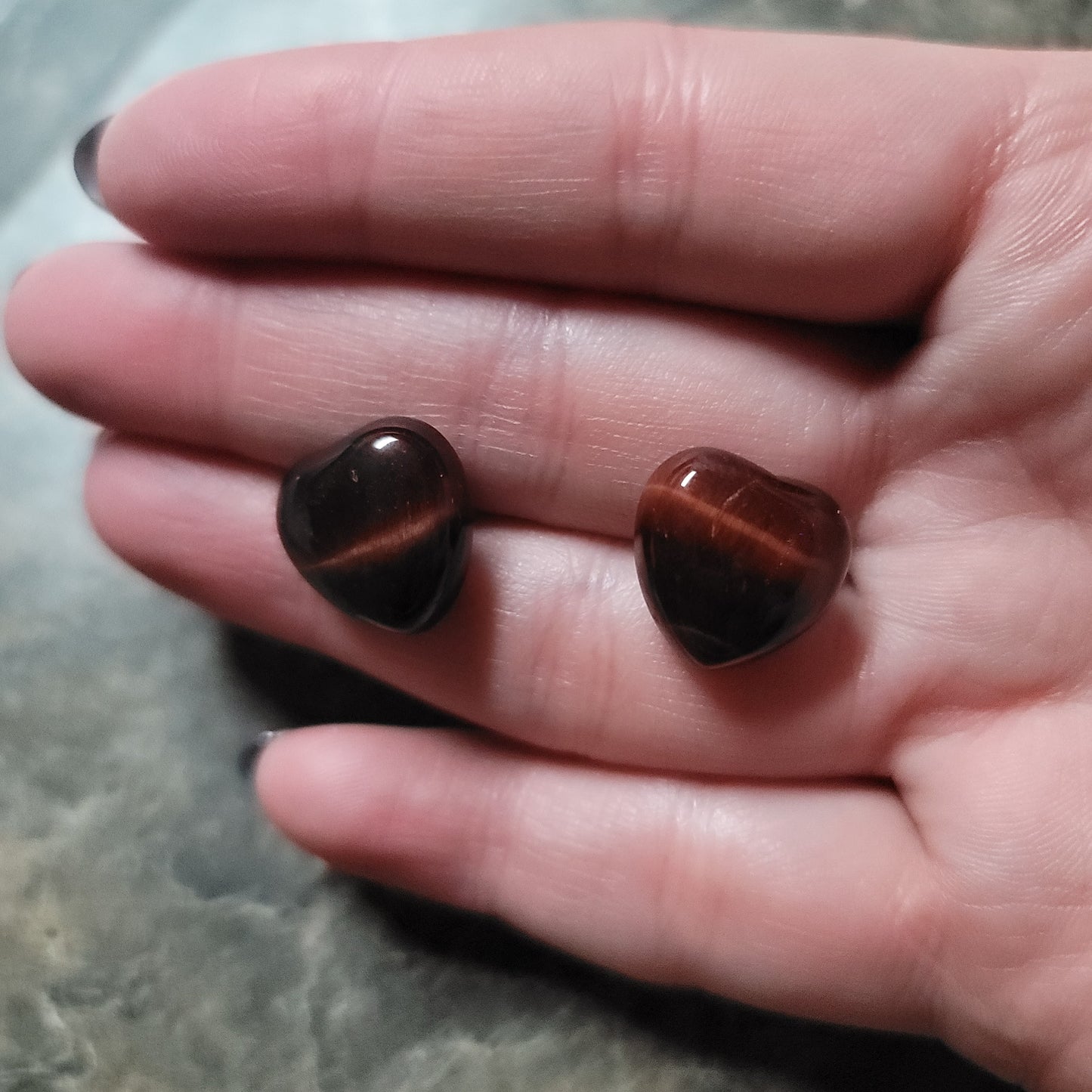Red Tiger's Eye Heart Earrings