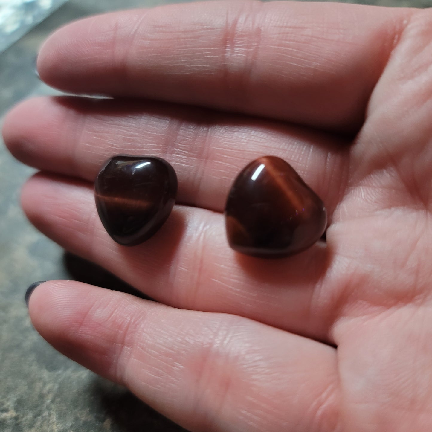 Red Tiger's Eye Heart Earrings