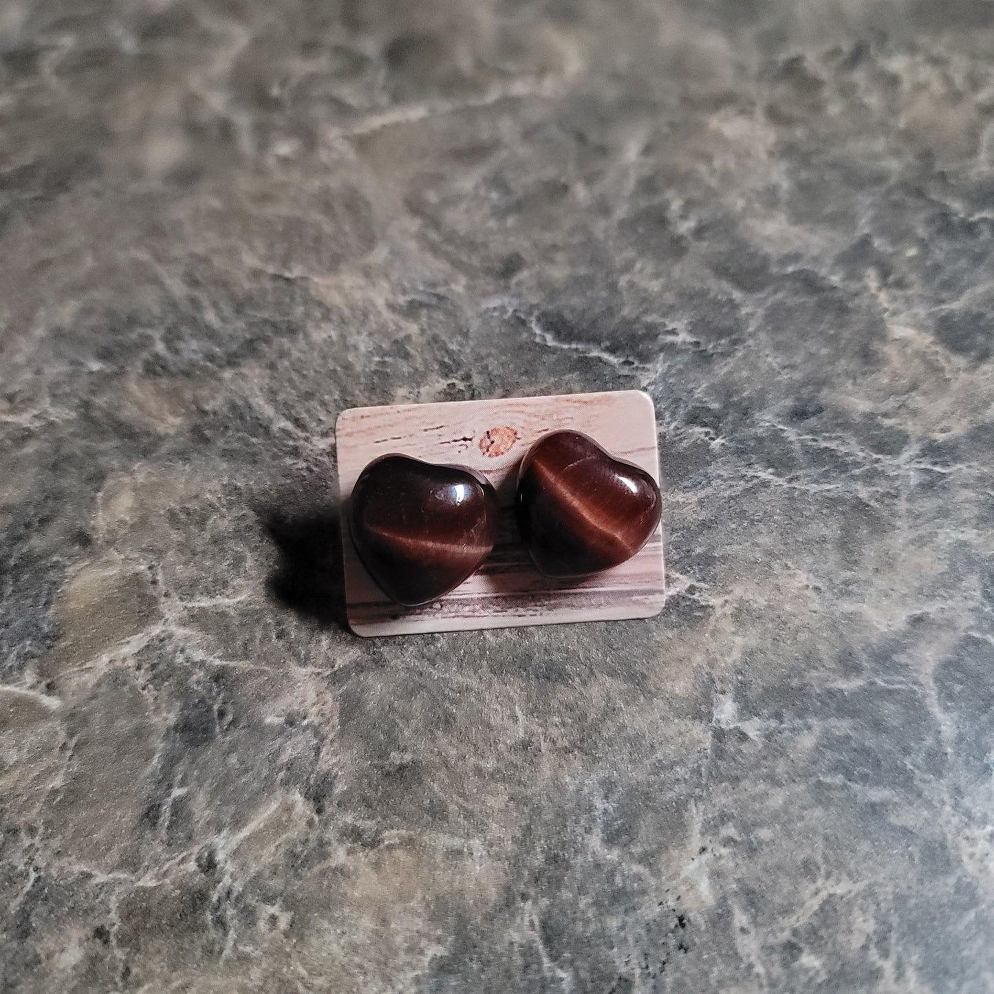 Red Tiger's Eye Heart Earrings