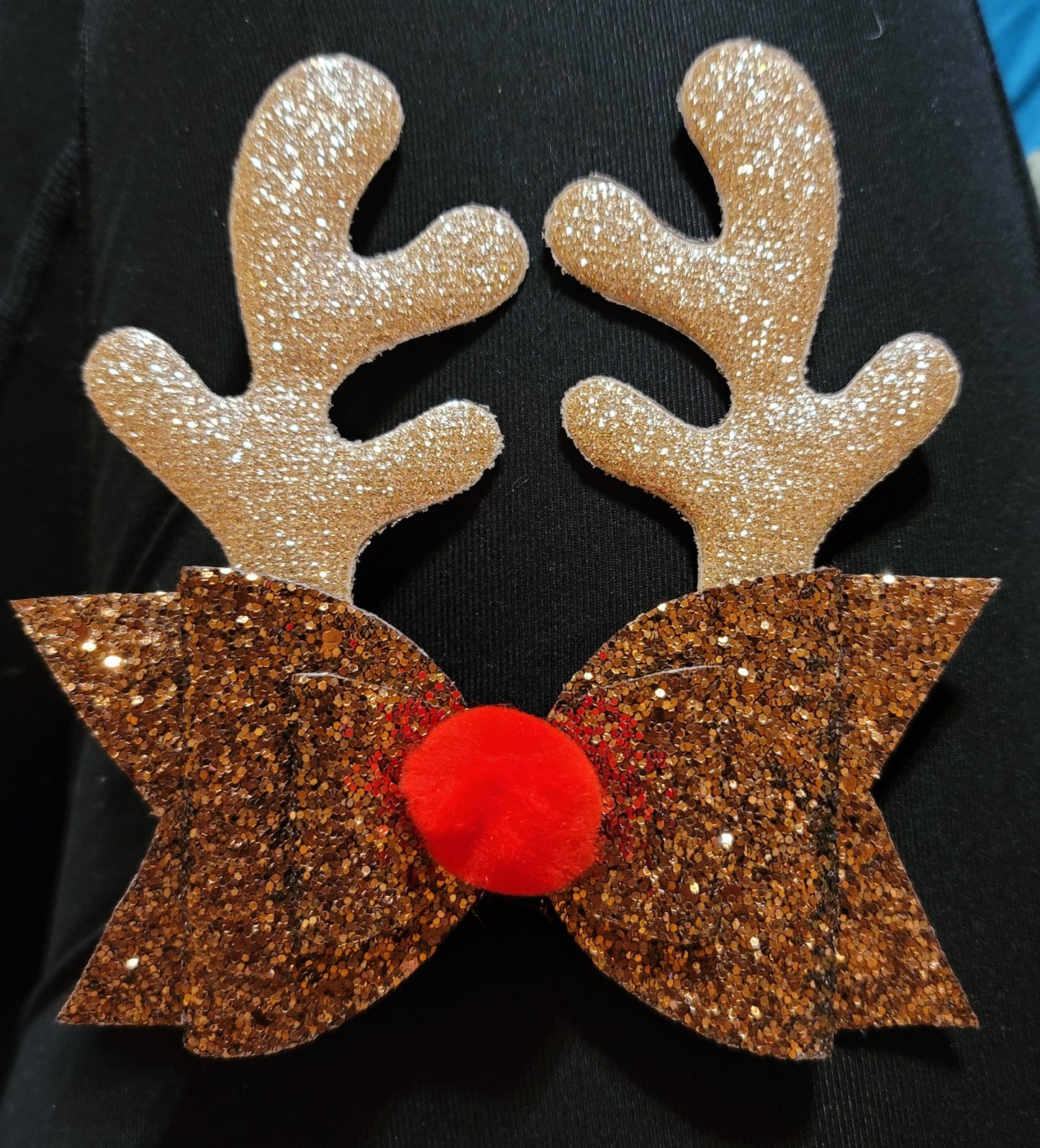 Large Glitter Reindeer Bow