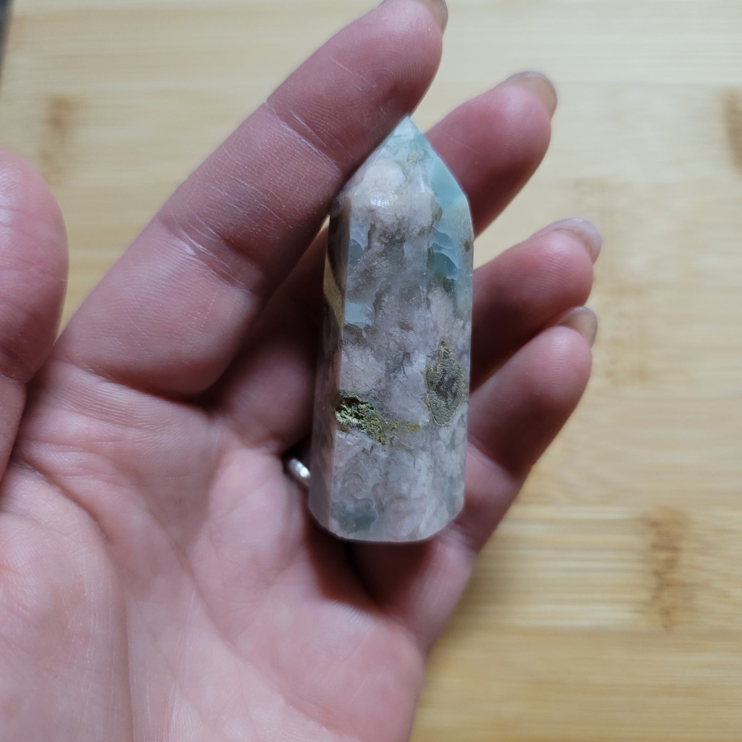 Green Flower Agate Tower