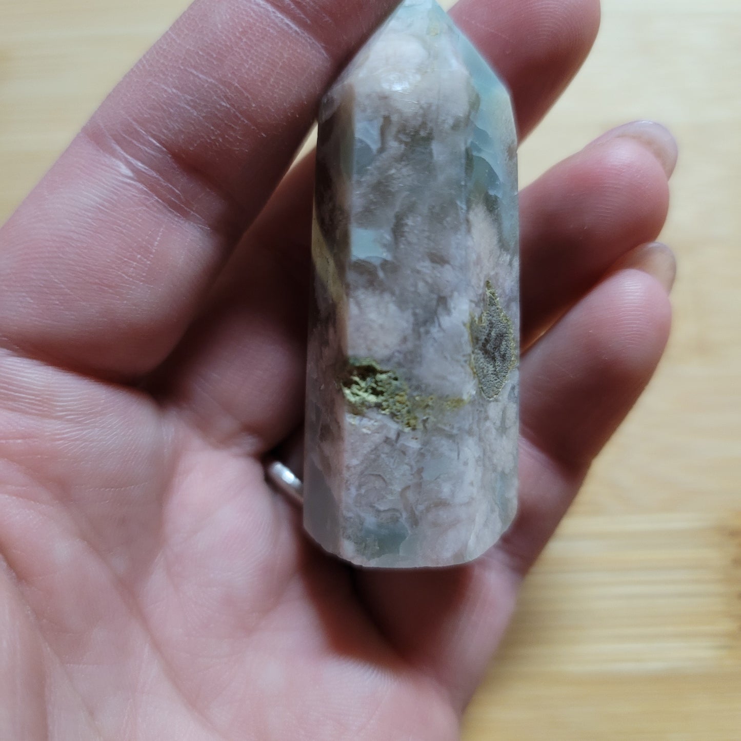 Green Flower Agate Tower
