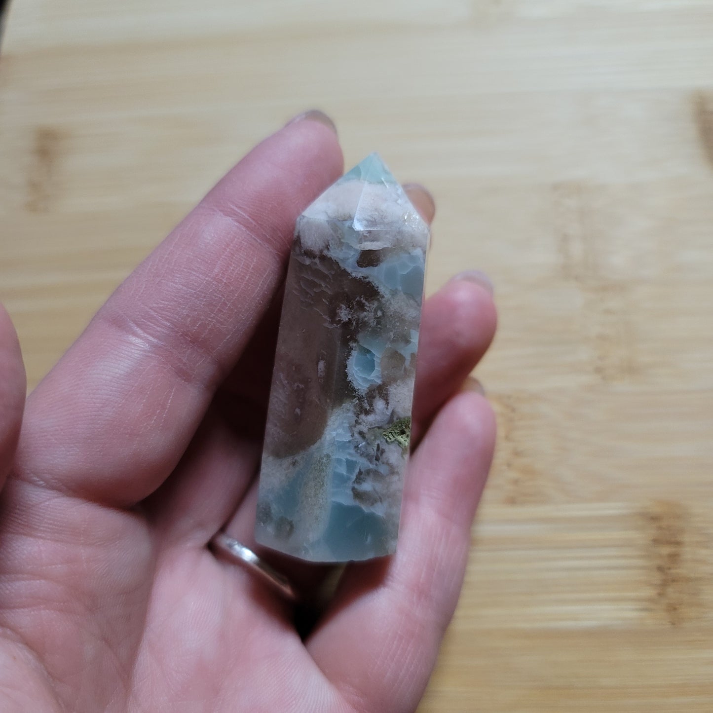 Green Flower Agate Tower