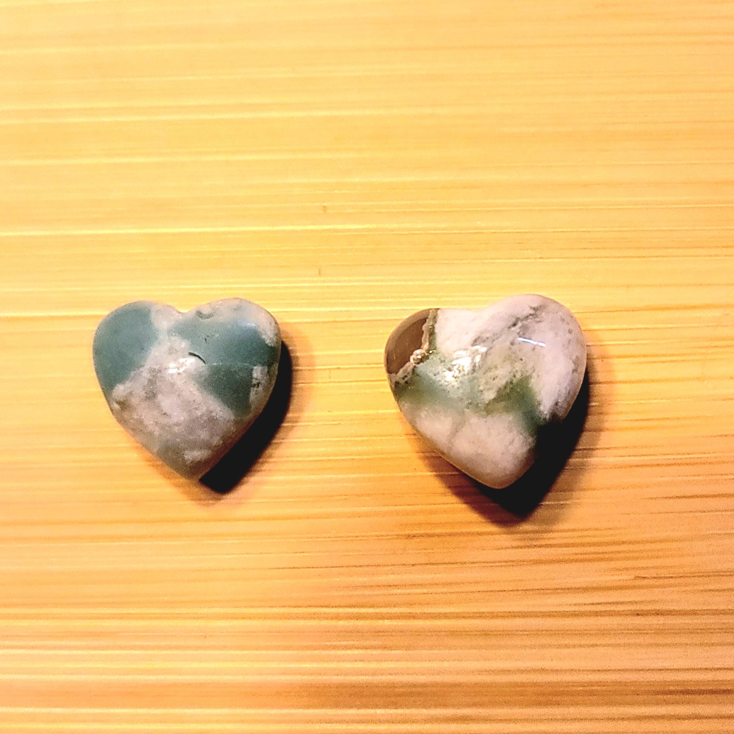 Mini Green Flower Agate Heart