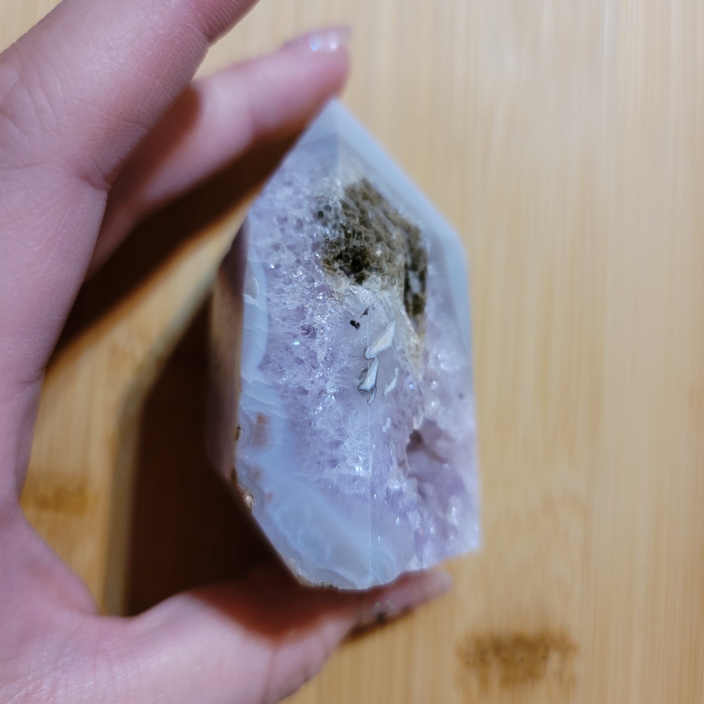 Agate with Druzy Amethyst Tower