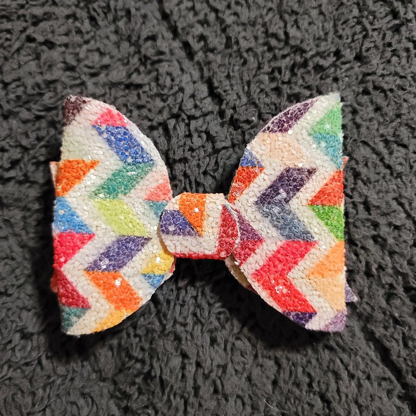 Multicolor Chevron Glitter Medium Bow