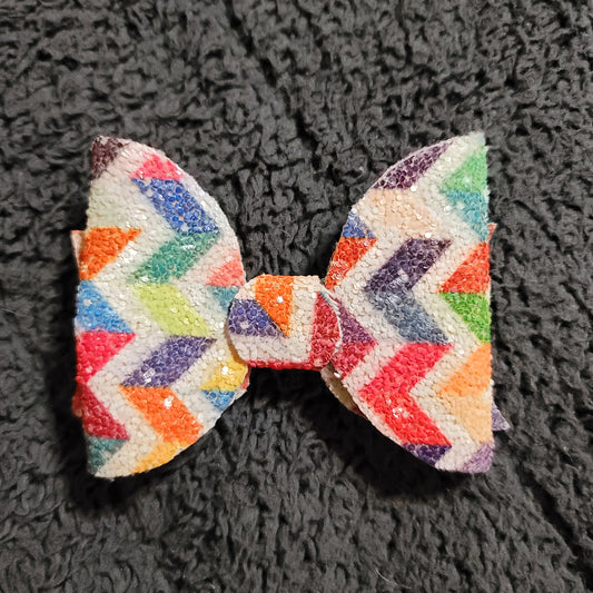 Multicolor Chevron Glitter Medium Bow