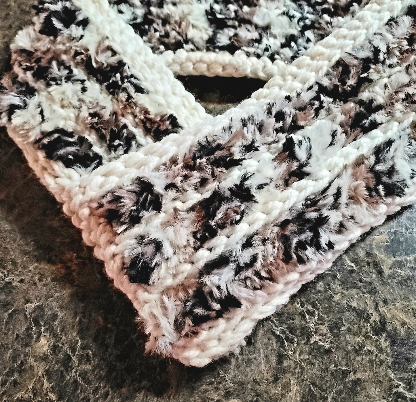 Cream & Faux Fur Braided Hearts Cowl
