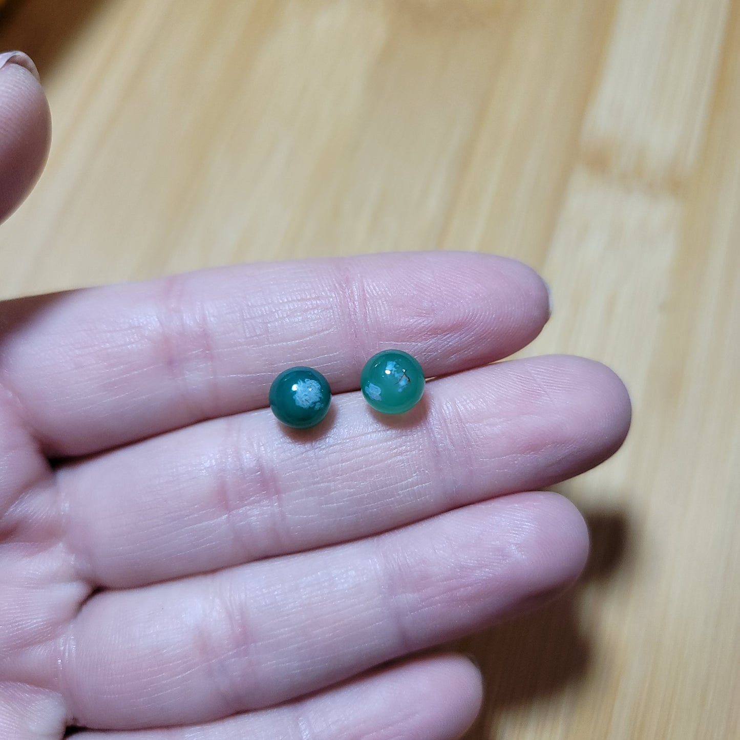 Green Flower Agate Earrings